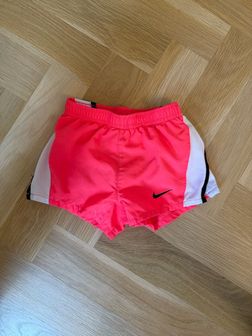 Nike Girls 2T Neon Hot Pink and White Running Shorts with Black Swoosh